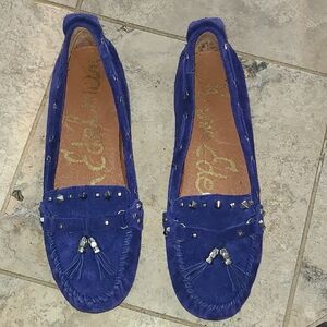 Sam Edelman Blue Suede Moccasin Loafers NWOB